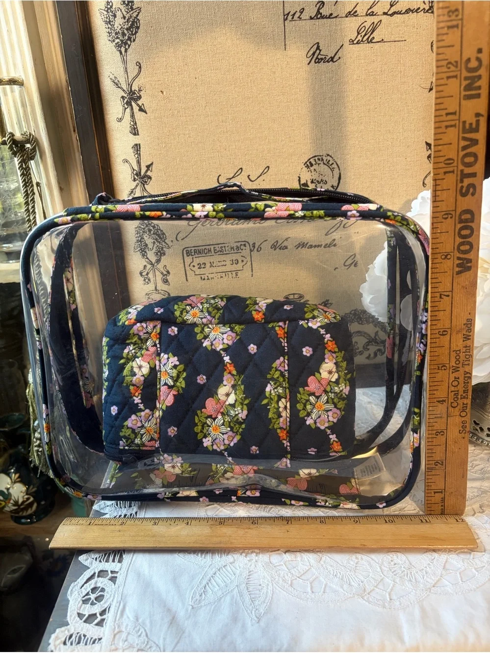 Vera Bradley Paisley Rain cosmetic bag set